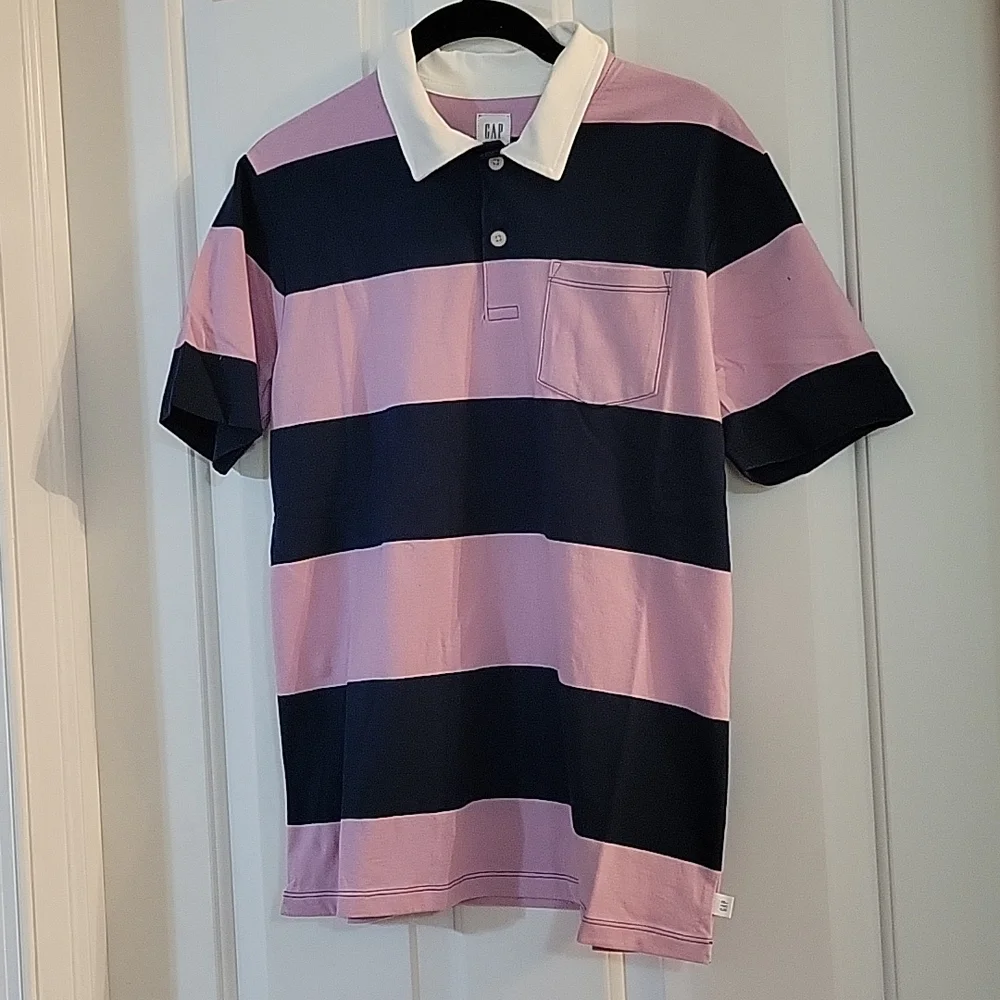 Gap lilac and navy cotton polo xxl